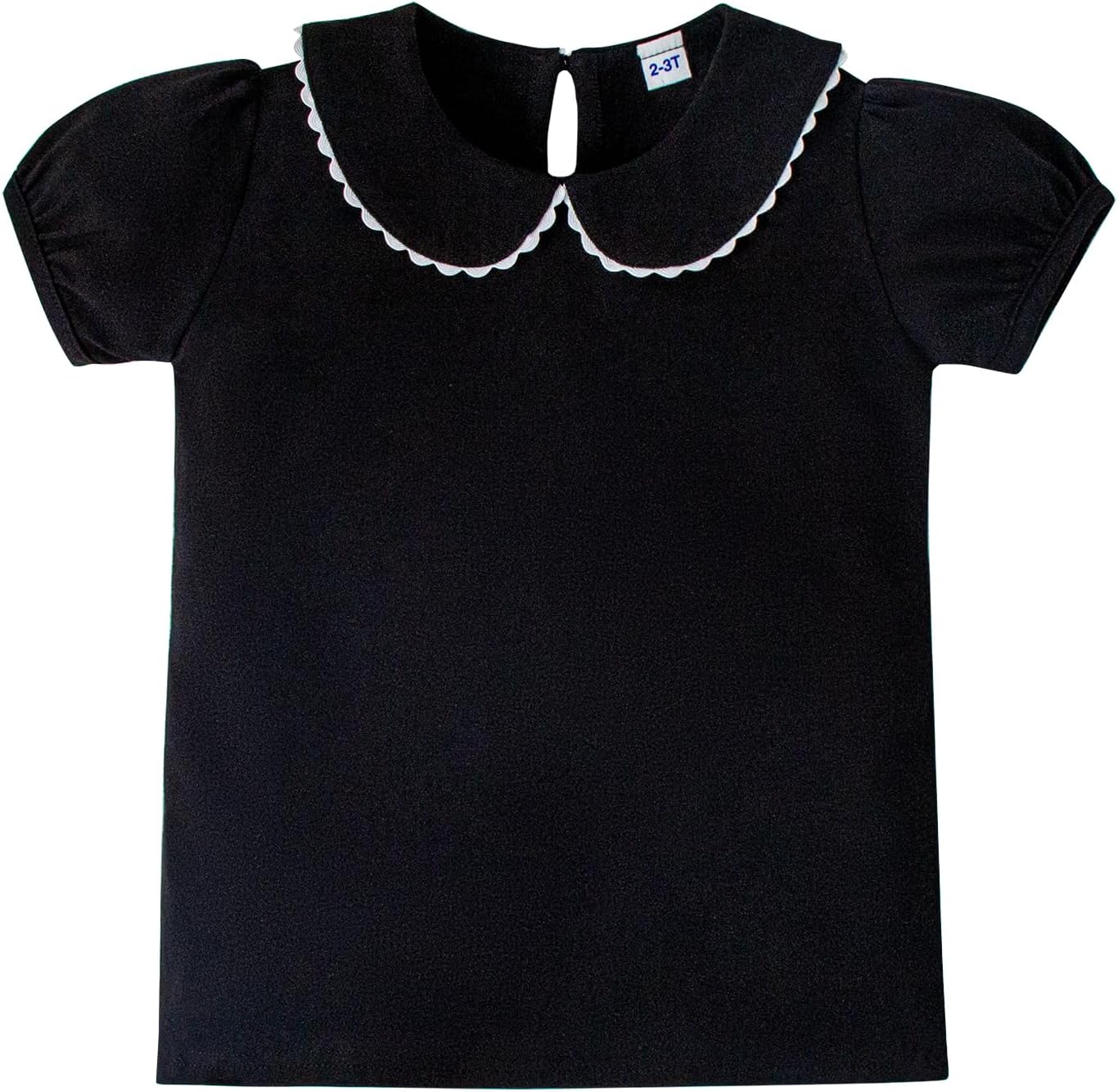 12M-6Y Toddler Baby Girls Ruffle Collar Blouse Kids Girl Solid Color T-Shirts Casual Tee Tops
