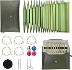 4-inch Knitting Needles Set, 13 Pairs Interchangeable Circular Knitting Needles Set Aluminum US Sizes 2.5, 3, 4, 5, 6, 7, 8, 9, 10, 10.75, 11, 13, 15 with 5 Cables, Knitting Accessories and Case (Green)