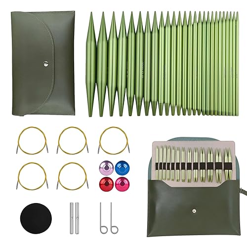 4-inch Knitting Needles Set, 13 Pairs Interchangeable Circular Knitting Needles