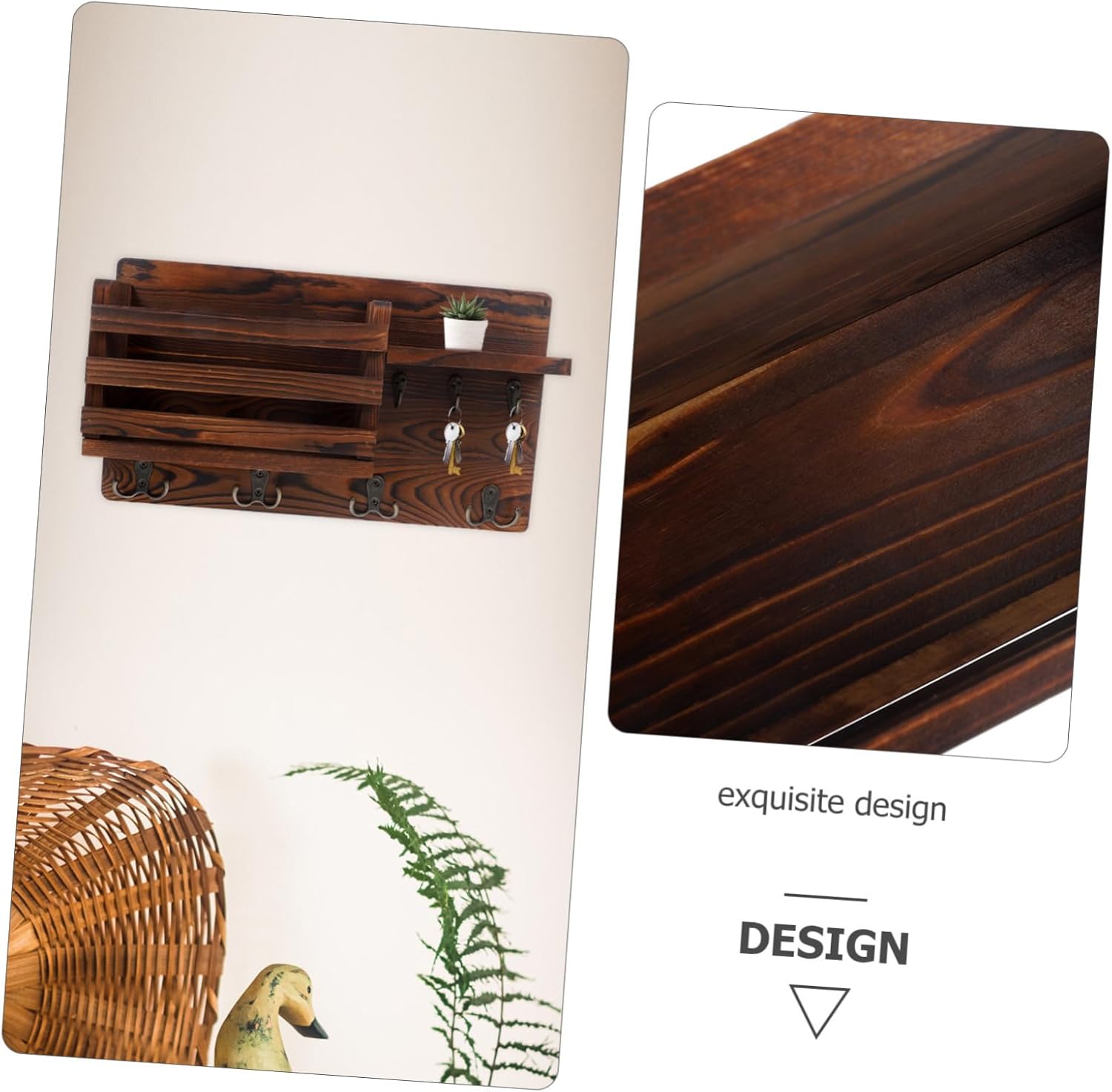 Key Storage Hook Wall Key Hanger Shelving Unit and Purse Holder for Wall