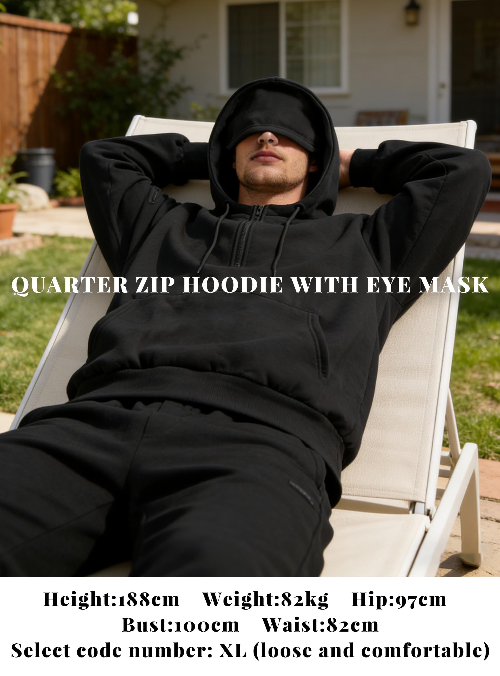 Uomo Felpa con Cappuccio Pile con Maschera per Gli Occhi Pullover | Felpa Uomo Autunno Inverno Calda da Viaggio