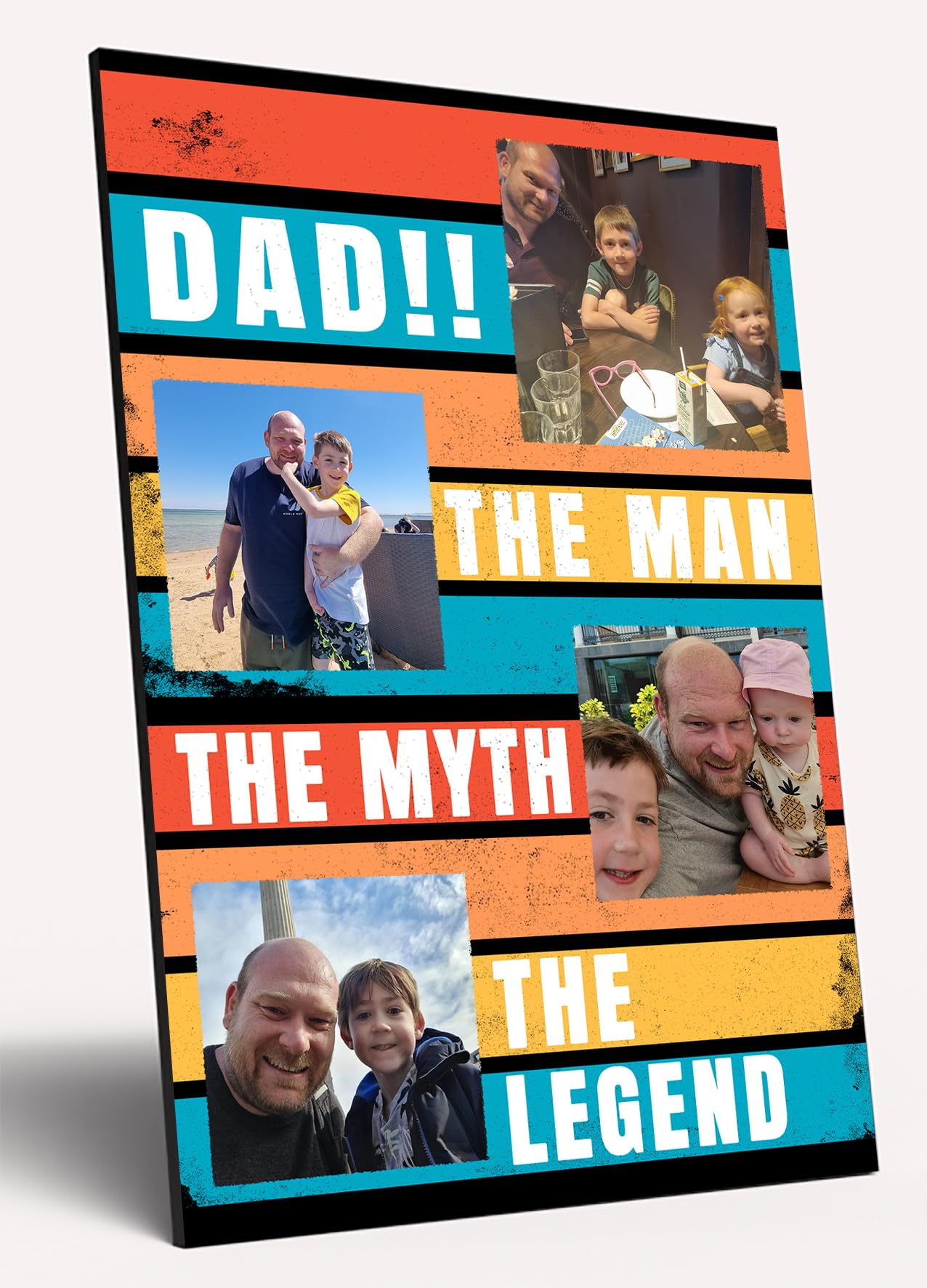 The Plum Penguin Personalised Dad Photo Gift from Kids Father's Day Memories Birthday Christmas Celebrate Custom Large Wooden Plaque for Best Dad Grandad