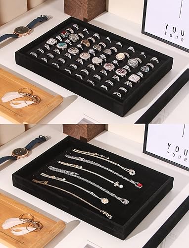 Miniatura 5 de Organizador de 4 bandejas de joyería con tapa, caja de almacenamiento apilable para anillos, aretes, collares, pulseras, estuche organizador