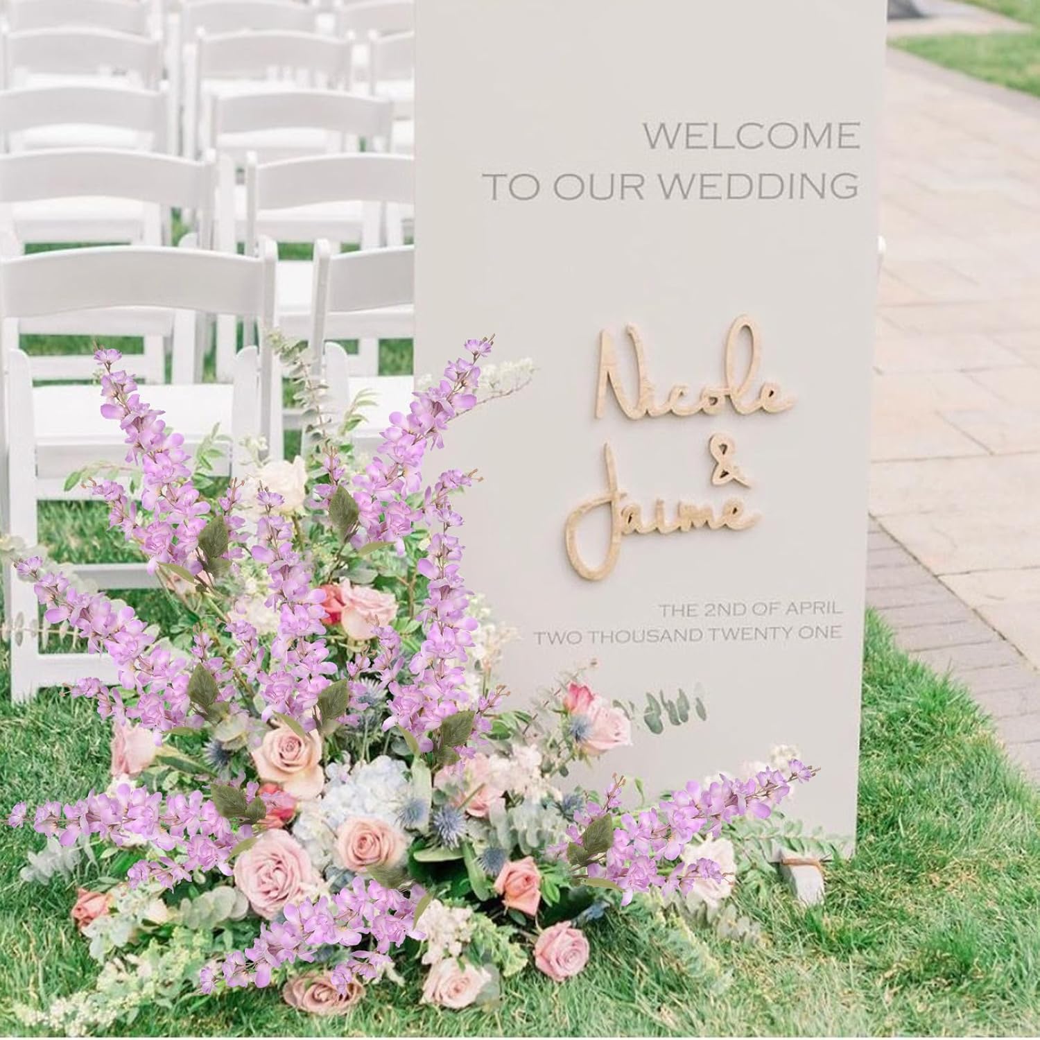 Purple Long Stem Delphinium Artificial Flower 6pcs Fake Larkspur Artificial Flowers 35.43''Silk Flower for Tall Vase Floral Arrangement Wedding Centerpieces Home Garden Party Decor(Purple)