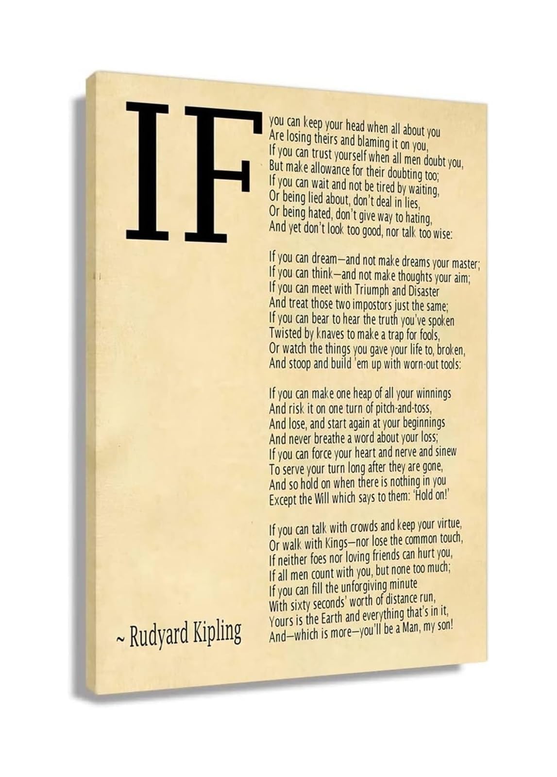 MDBJTCYZN If Poem by Rudyard Wall-Art Motivational Quote Print Inspirational Poetry Poster for Office Bedroom Library Decor(Framed,12X18inch(30X45cm))