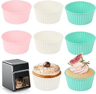 KOOSREEL Lot de 6 moules &agrave; g&acirc;teau en silicone pour friteuse &agrave; air comprim&eacute; - Moule &agrave; g&acirc;teau avec &oelig;ufs - Moules ronds antiadh&eacute;sifs