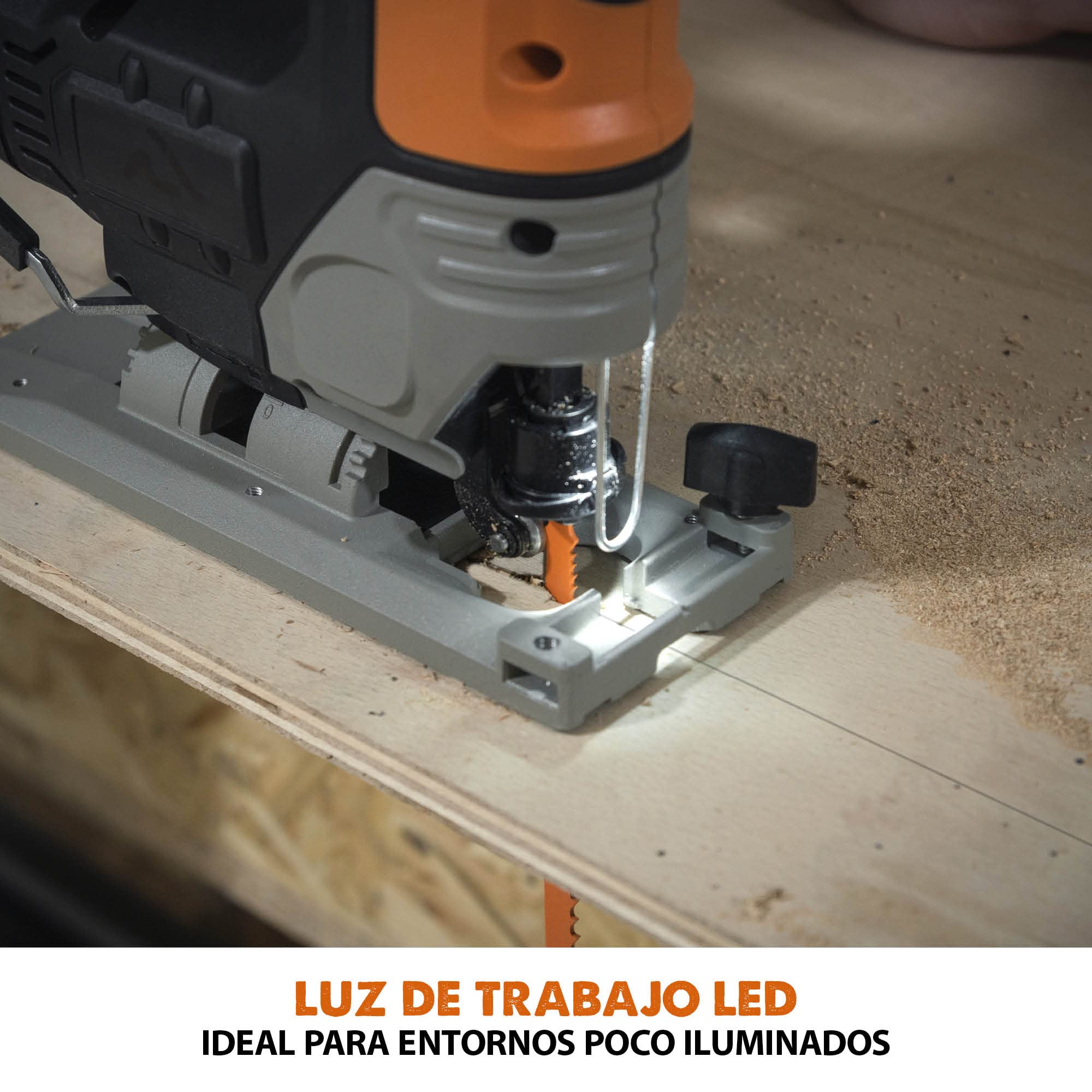 EVOLUTION POWER TOOLS Sierra de calar inalámbrica R90JGS - Li de - Incluye 5 hojas multiusos, Black/Orange