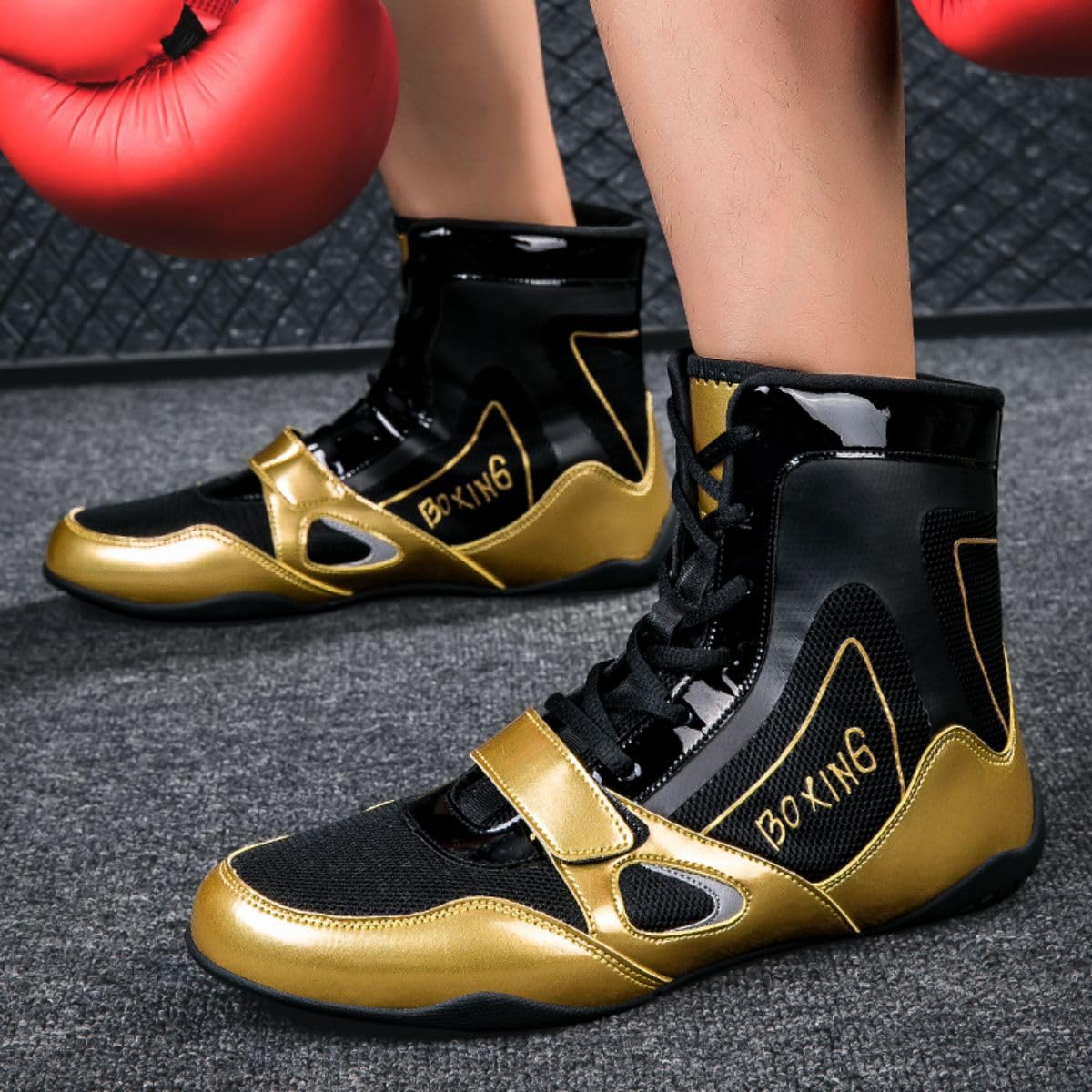 Scarpe da Boxe Uomo Scarpe da Lotta Boxer Formatori Lotta Calzature Cool Dry per Allenamento Lotta Esercizio Fitness 35-47