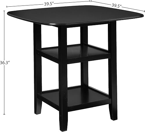 Miniatura 5 de Homelegance Norman - Juego de comedor de 5 piezas con dos estantes de exhibición, color negro