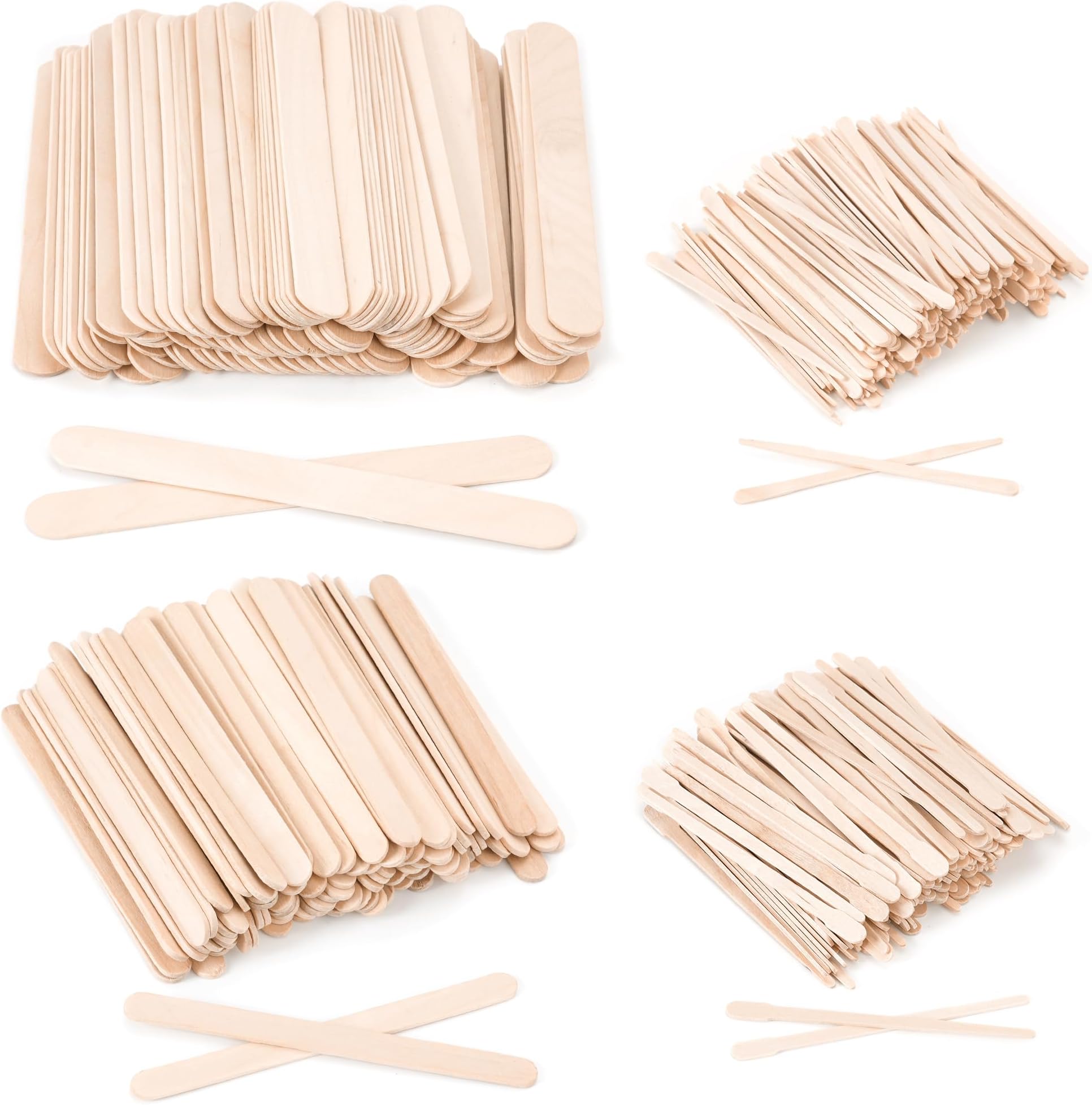 1000Pcs Waxing Sticks - 4 Style Assorted Wood Wax Sticks for Body Face Hair Removal, Eyebrow Lip Nose Small Waxing Applicator Sticks, Wax Spatula Applicator Wooden Craft Sticks