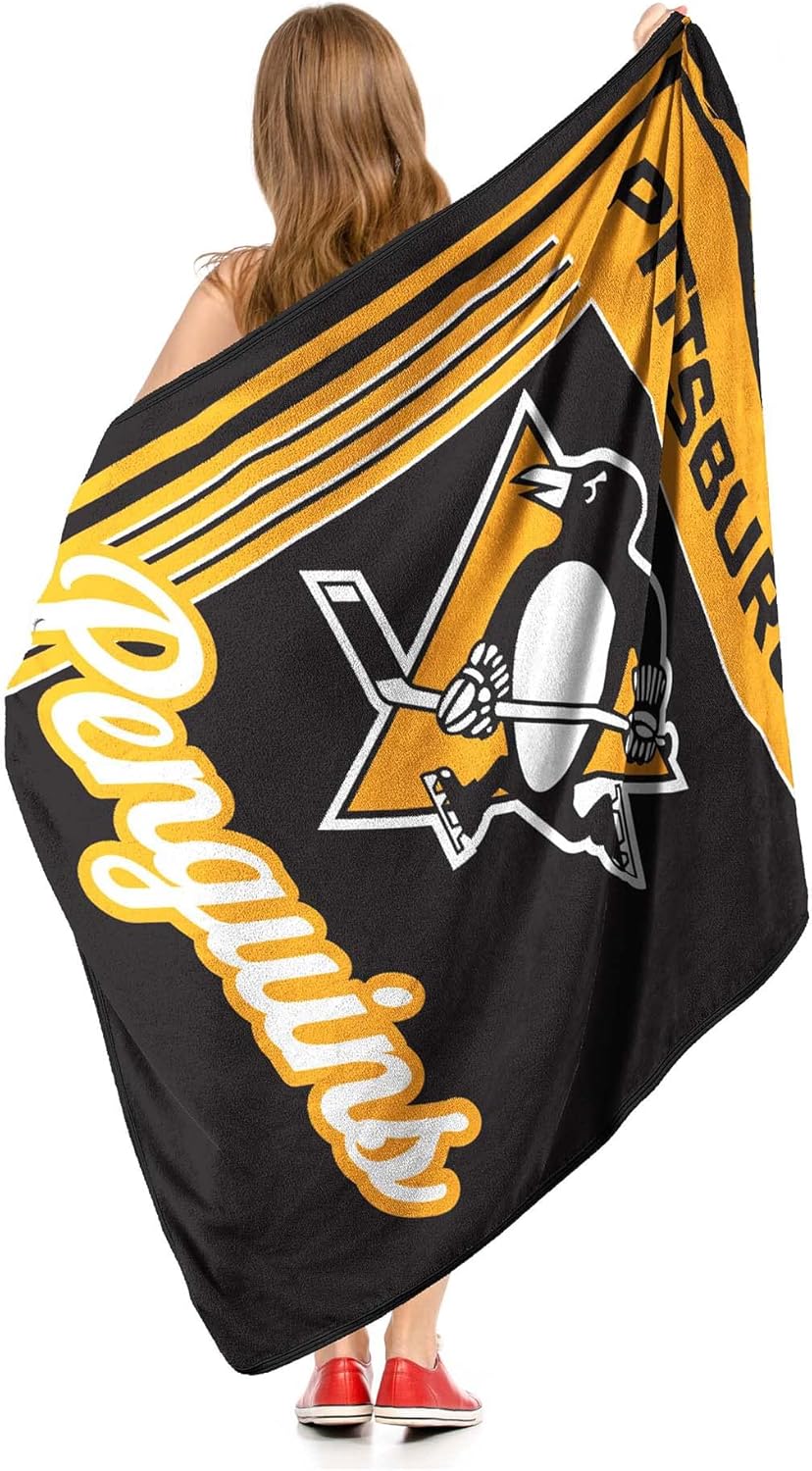 NORTHWEST Officially Licensed Pittsburgh Penguins NHL Team Throw Blanket 46″×60″ – Licensed Microfiber Throw with Hockey Logos for Fans, Dorms, Game Day Couches & Fan Caves - Image 3
