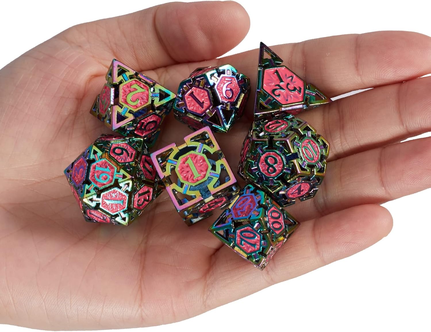 Dice Metal Dice Dicelings DND Polyhedral Hollow Dice Set for RPG MTG Role Playing Table Games