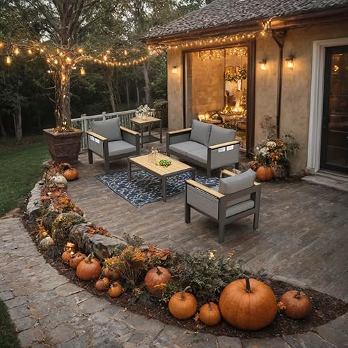 Corinth 5-Piece Aluminum Patio Conversation Set - Outdoor, Porch, Balcony,