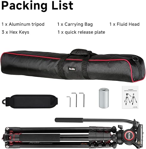Miniatura 7 de Avella A154P Trípode, cámara de vídeo trípode monopie aleación de aluminio 78.3 pulgadas para Canon Nikon Sony Olympus Panasonic DSLR cámara