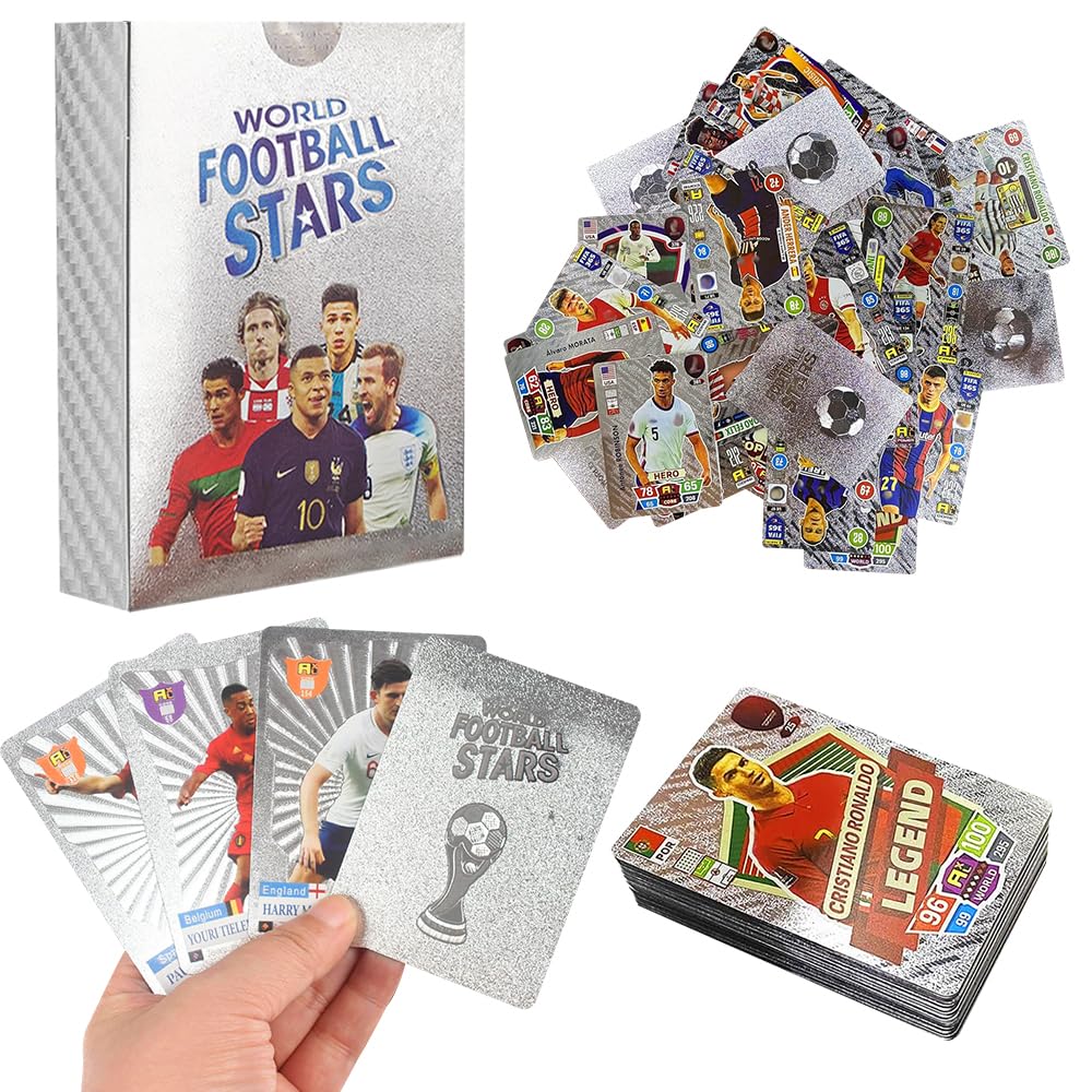 Foreverup55Pcs Premier League & UEFA Football Cards - Silver, Trading Card Set