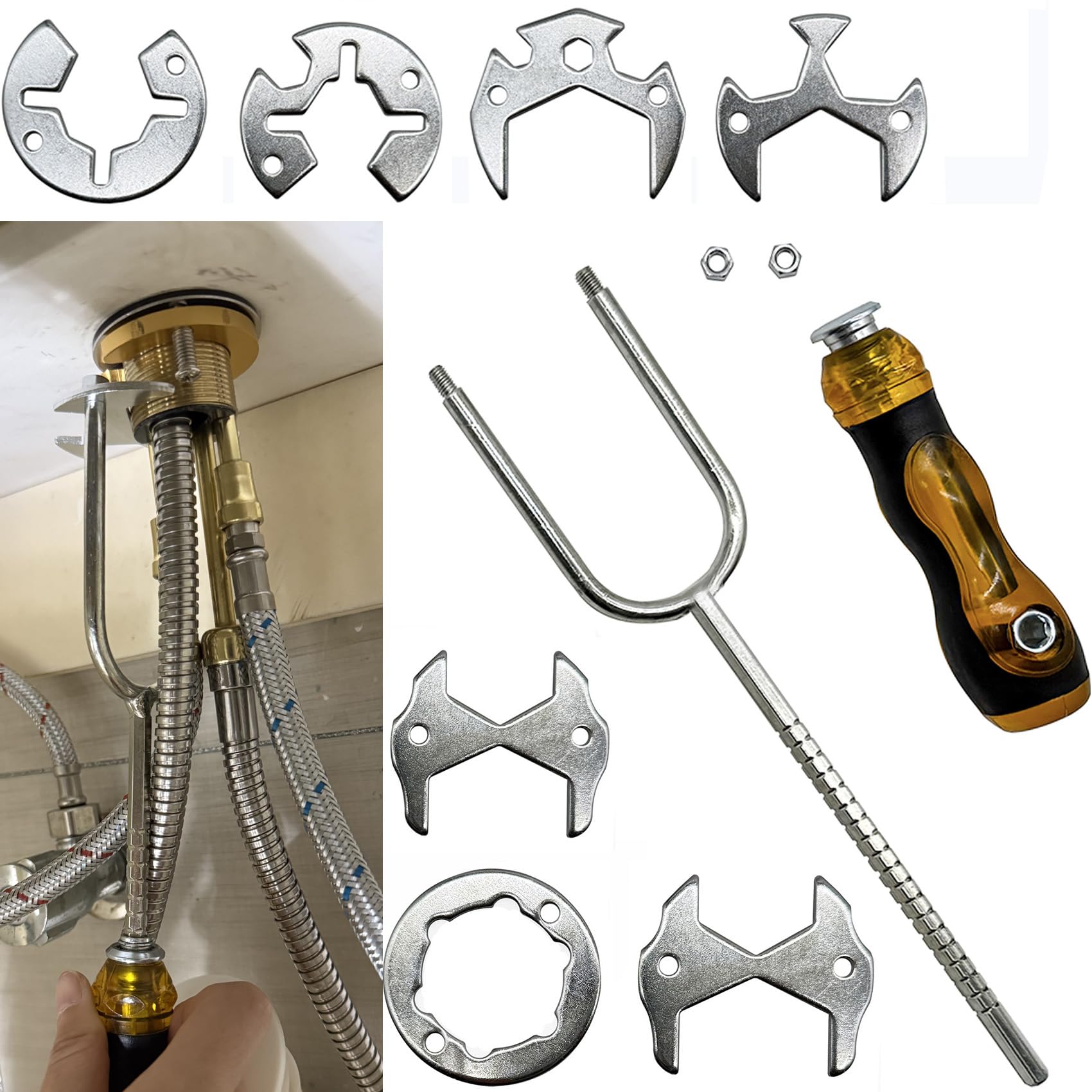 Clés de Robinet/Lavabo Réglable Outil de clé à tuyau de plomberie | Multifonctionnelles 21 spécifications pour Évier, Clés Tubulaires et à Pipe pour la cuisine, la salle de bain et l'évier