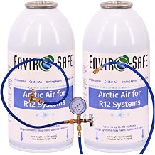 ENVIRO-SAFE Arctic Air for R12 Systems, Piercing Style Top, A/C Support + Moisture Remover, 2 Cans Include Single Manifold Set
