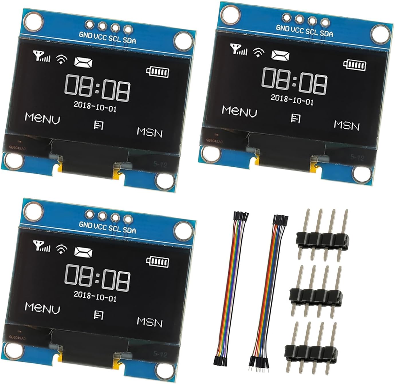 1.3 Inch I2C IIC OLED Display Module 128x64 Pixel Mini Self-Luminous Display Screen Board for Arduino Projects Raspberry Pi with Wire(3Pack White)