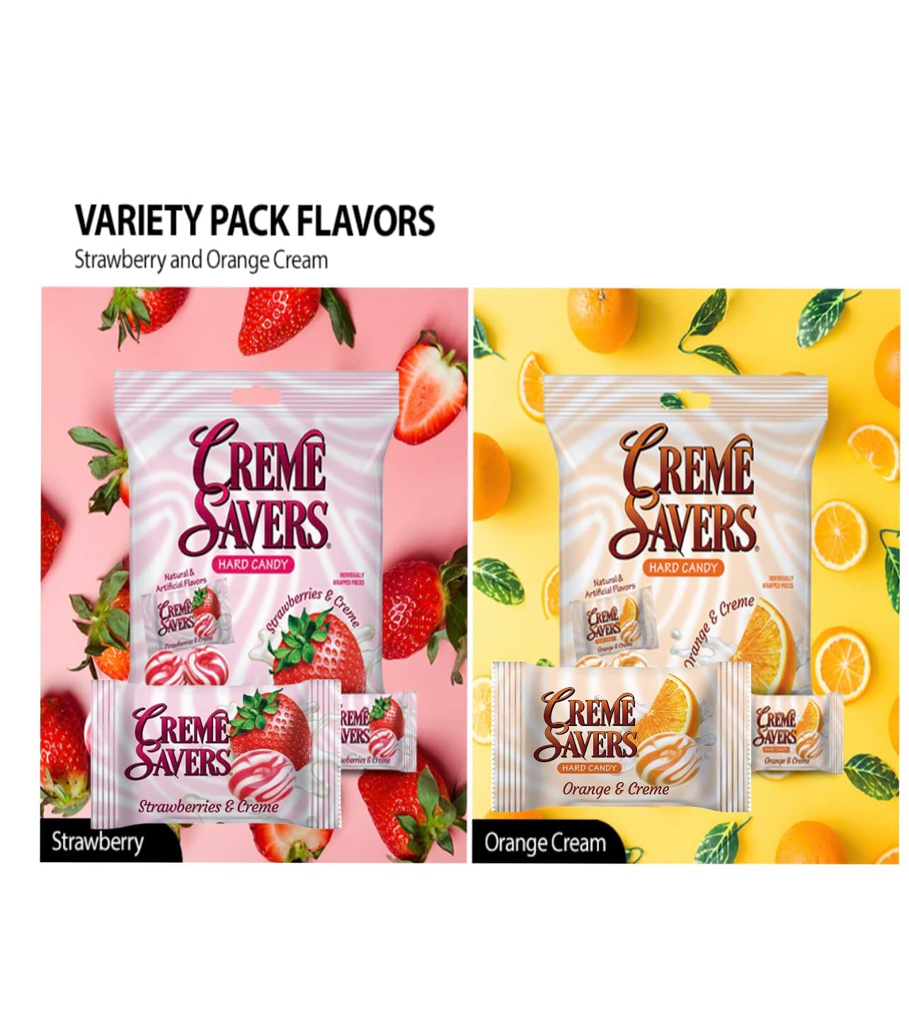 Cream Savers Hard Candy Original Classic Creamy Delight Individually Wrapped Candies The Taste of Fresh Strawberries or Orange — view 6