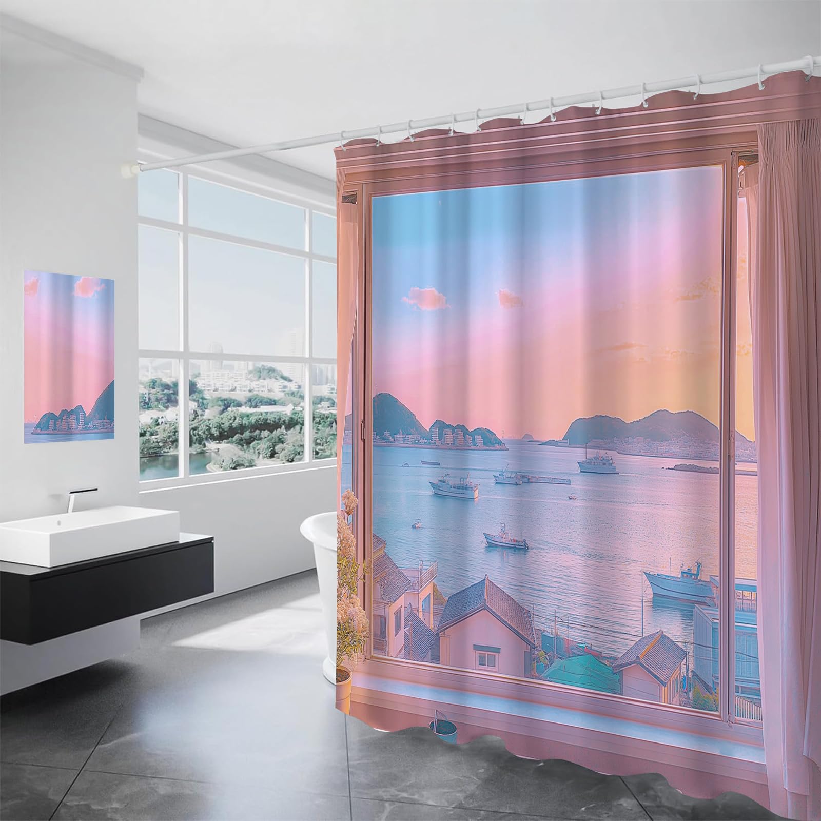 Rideau de douche imprimé 3D en polyester haut de gamme 240x200