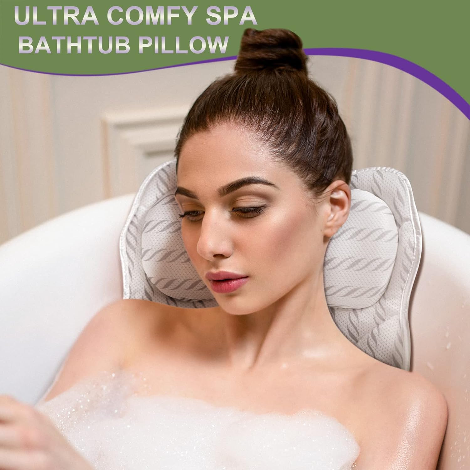 vivamoos Bath Pillow Bathtub Spa Pillow for Head and Back Relaxing, Comfy Hot Tub Pillow with Mesh Cushion for Jacuzzi Bubble Soaking Bath : Beauty & Personal Care