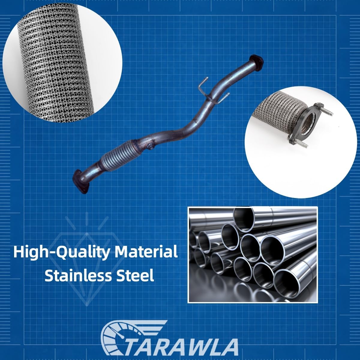 Exhaust Muffler Flex Pipe Stainless Steel compatible with 2006-2011 Kia Rio5 1.6L; 2006-2011 Kia Rio 1.6L; 2006-2011 Accent 1.6L,53725