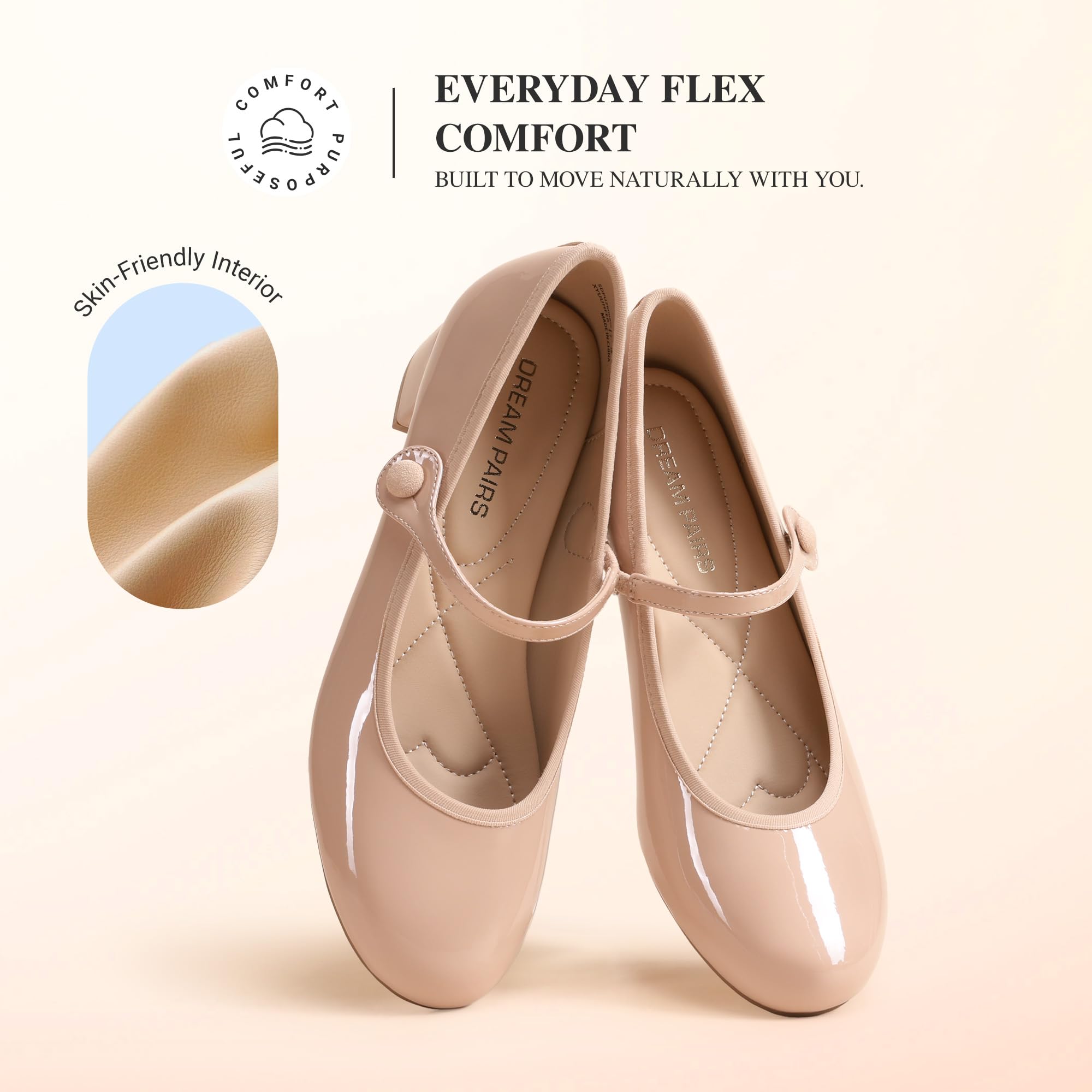 DREAM PAIRS Damen Mary Jane Pumps Bequeme Slip-on Halbschuhe mit Niedriger Absatz Blockabsatz Lässige Business Freizeitschuhe