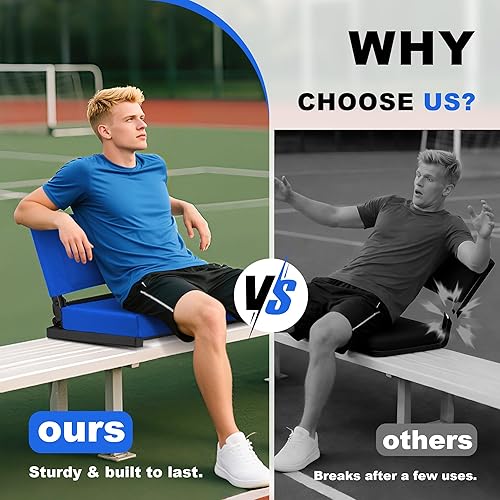 Miniatura 3 de Asiento de grada para deportes, asientos de estadio con respaldo y cojín grueso, sillas de gradas con correa para el hombro y bolsillo lateral,