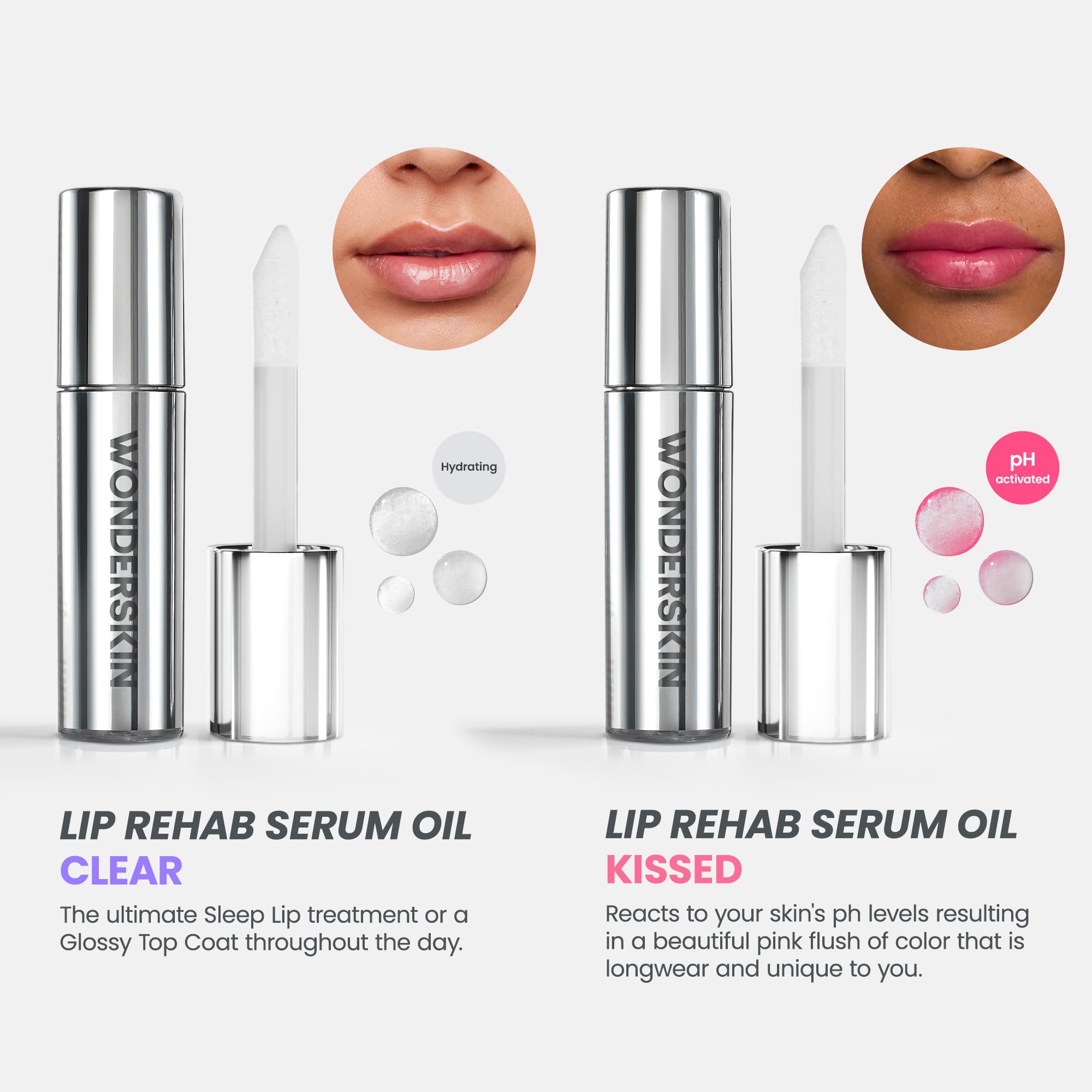 Wonderskin Lip Oil - Lip Rehab Serum Oil, Olio Labbra Trasparente Idratante E Idratante Per Labbra Secche - Olio Lucidalabbra Naturale, Vegano E Non Appiccicoso