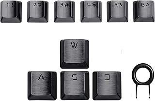 Qupei Stainless Steel Gaming Keycaps OEM(10 Keys) for 60%/87/104/108 MX Switches Mechanical Keyboard, Ultra-Thin FPS & MOBA Gaming Keyboard Caps for Cherry Mx Switch (Grey)
