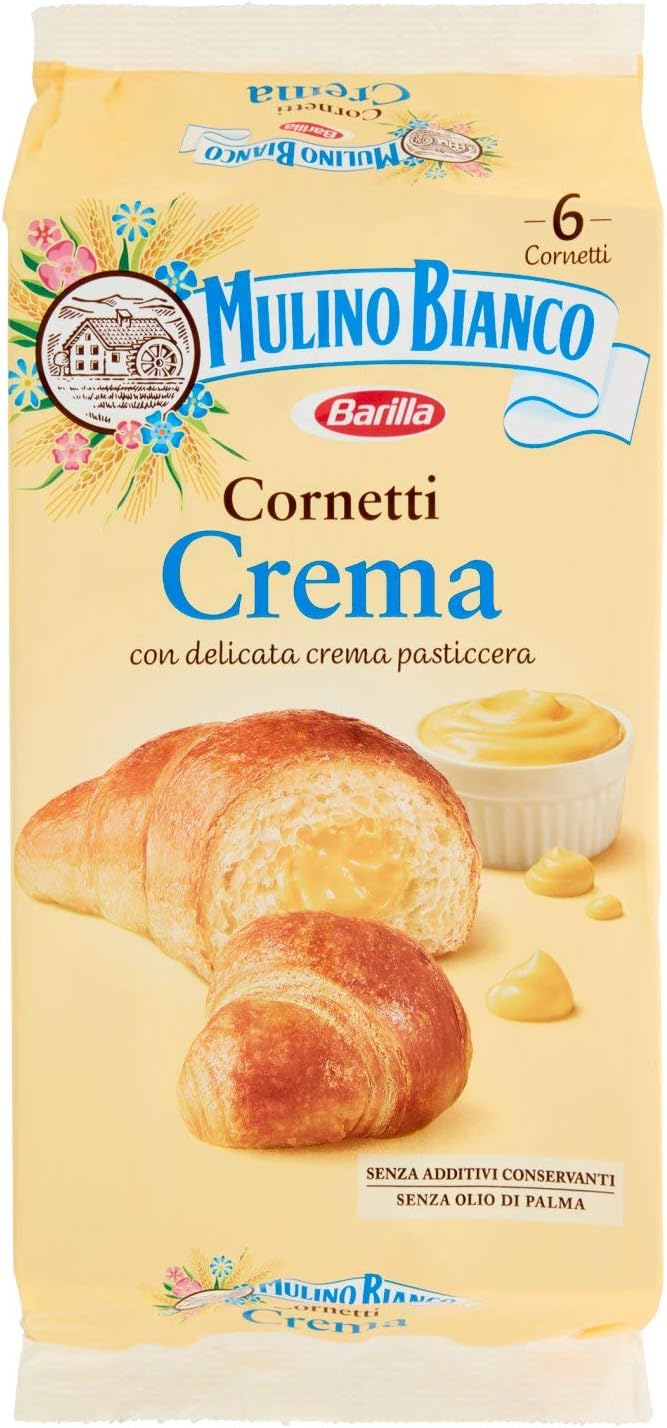 Mulino Bianco:"Cornetti alla Crema" 6 croissants with custard * 10.58 Ounces (300g) * [ Italian Import ]