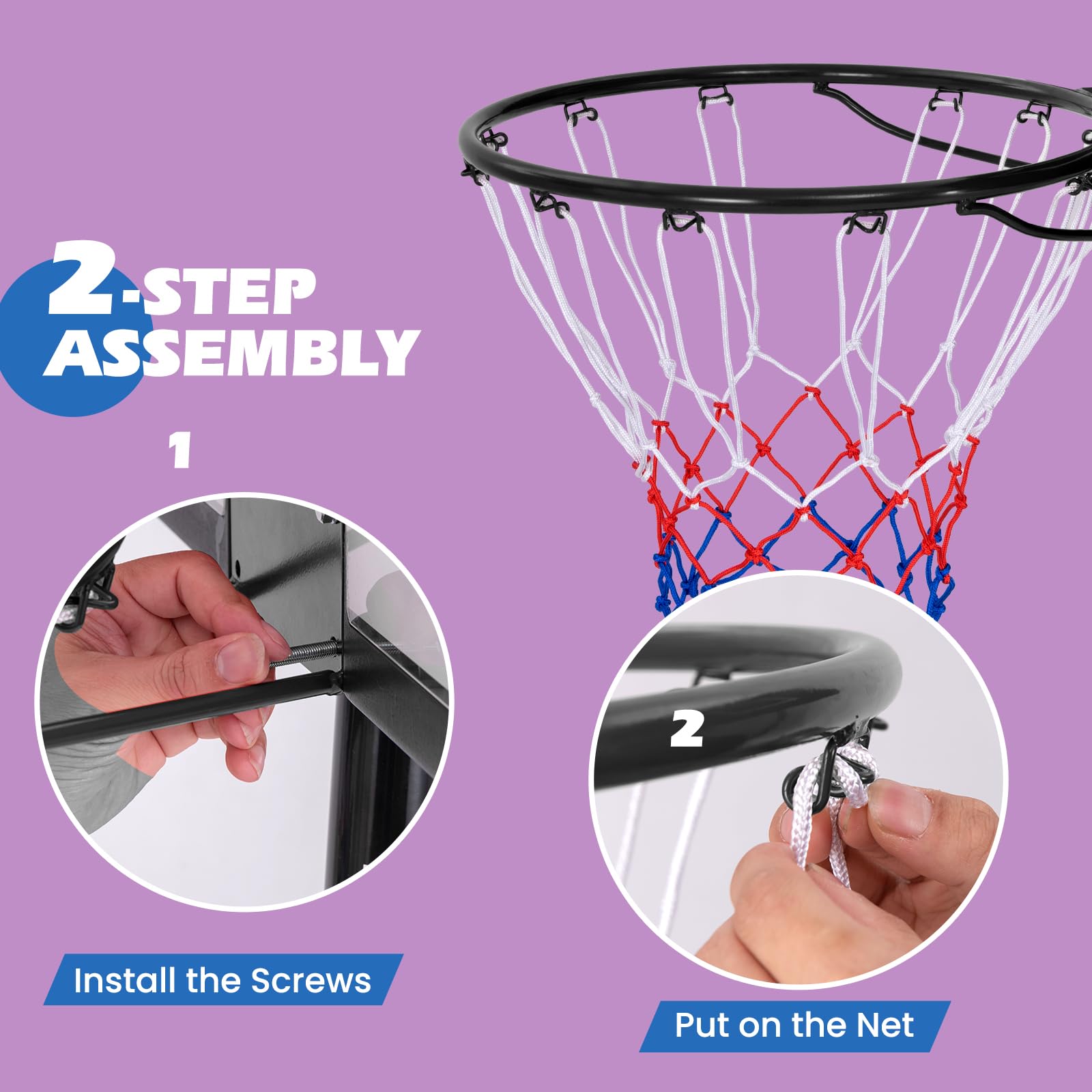 LIFEZEAL Cestino da basket da parete con rete Ø45/38,5 cm, cerchio da basket con telaio in metallo, cerchio da basket per interni ed esterni