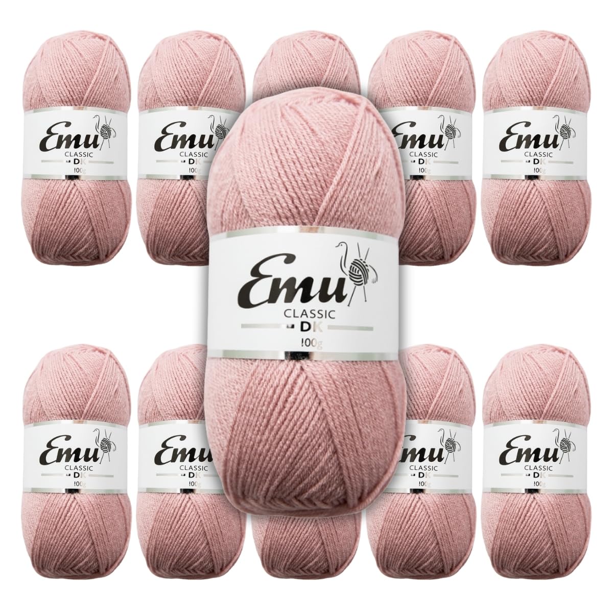 Emu Classic DK Acrylic Yarn 100g Balls 282m, Pack of 10, Crepe - 129