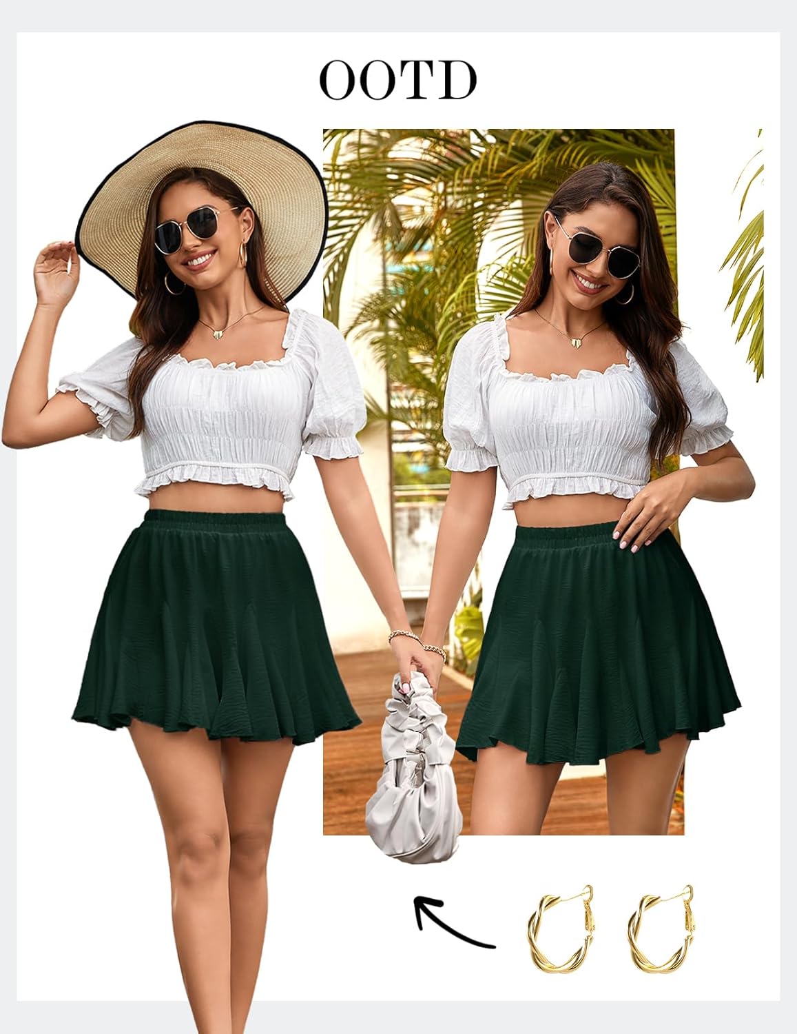 bridesmay Women's Pleated Mini Skirts with Shorts Y2K Flowy Ruffle Skater Skirt for Women Trendy 2026 - Image 6