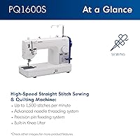 Vista 11 de Brother PQ1600S - Máquina de coser y acolchar de alta velocidad, color blanco