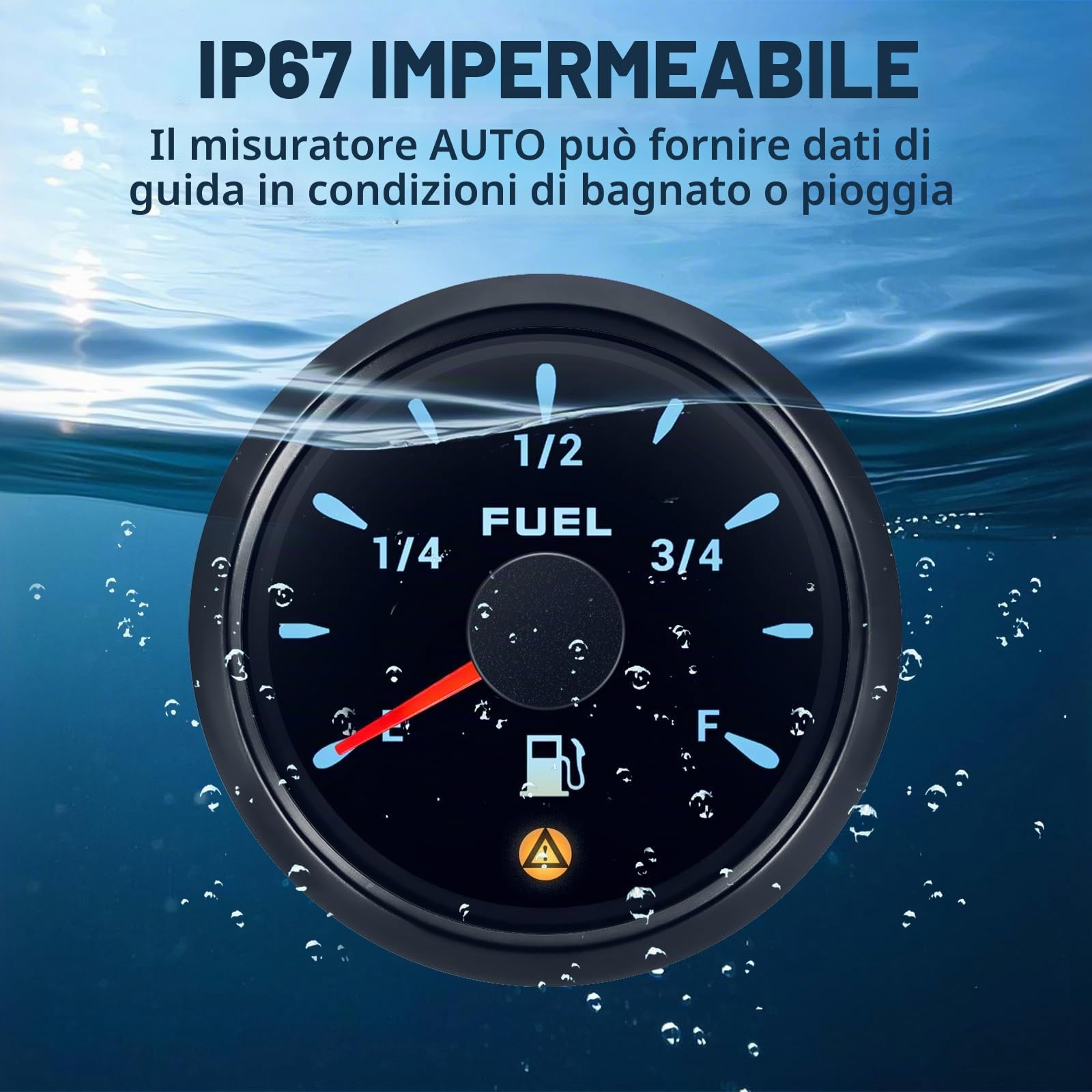 52 mm Boot Fuel Level Misuratore 240-33/0-90/0-190ohm/10-180/240-30ohm, vuoto pieno con retroilluminazione a 7 colori per auto, barca, yacht/marine/moto