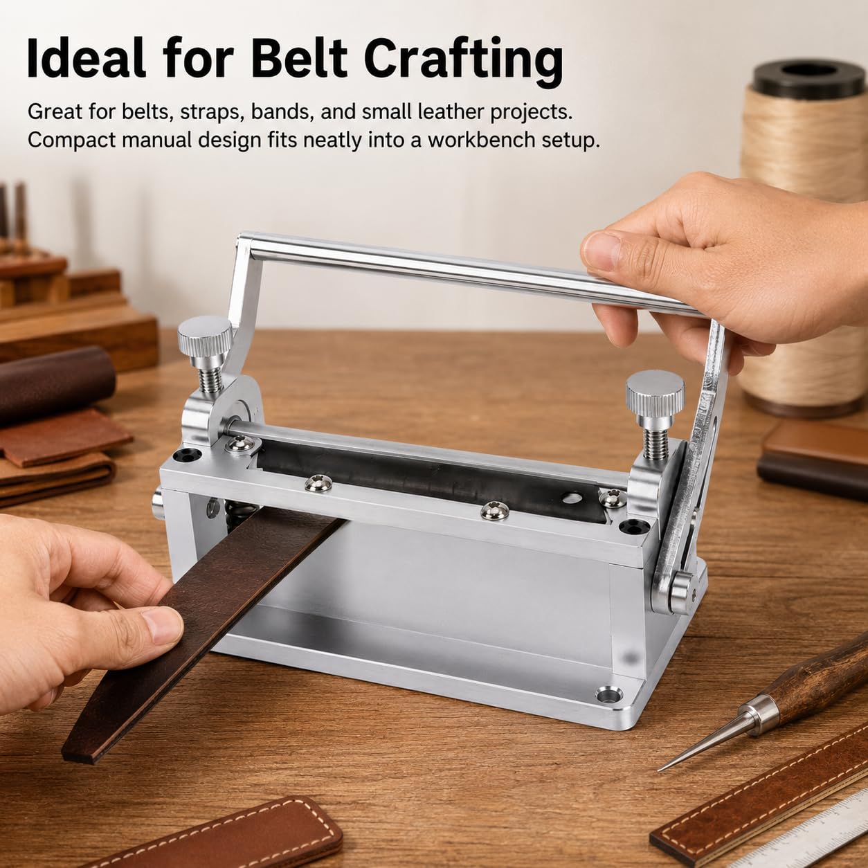Máquina para pelar cuero manual, 8 cm de ancho, adelgazamiento cuero suave