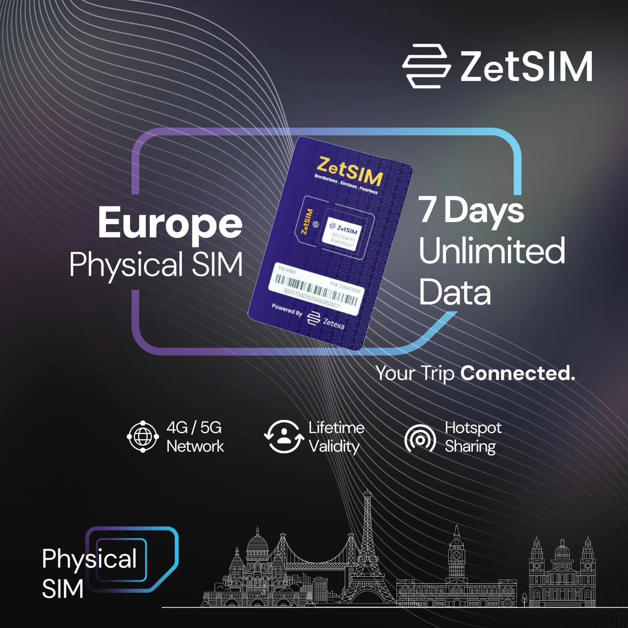 Europe SIM Card | Unlimited Data for 7 Days | 5G/4G LTE Prepaid Travel eSIM for 39 Countries | One SIM for Lifetime | Easy Top-Up via App | Hotspot Sharing Supported-image-44
