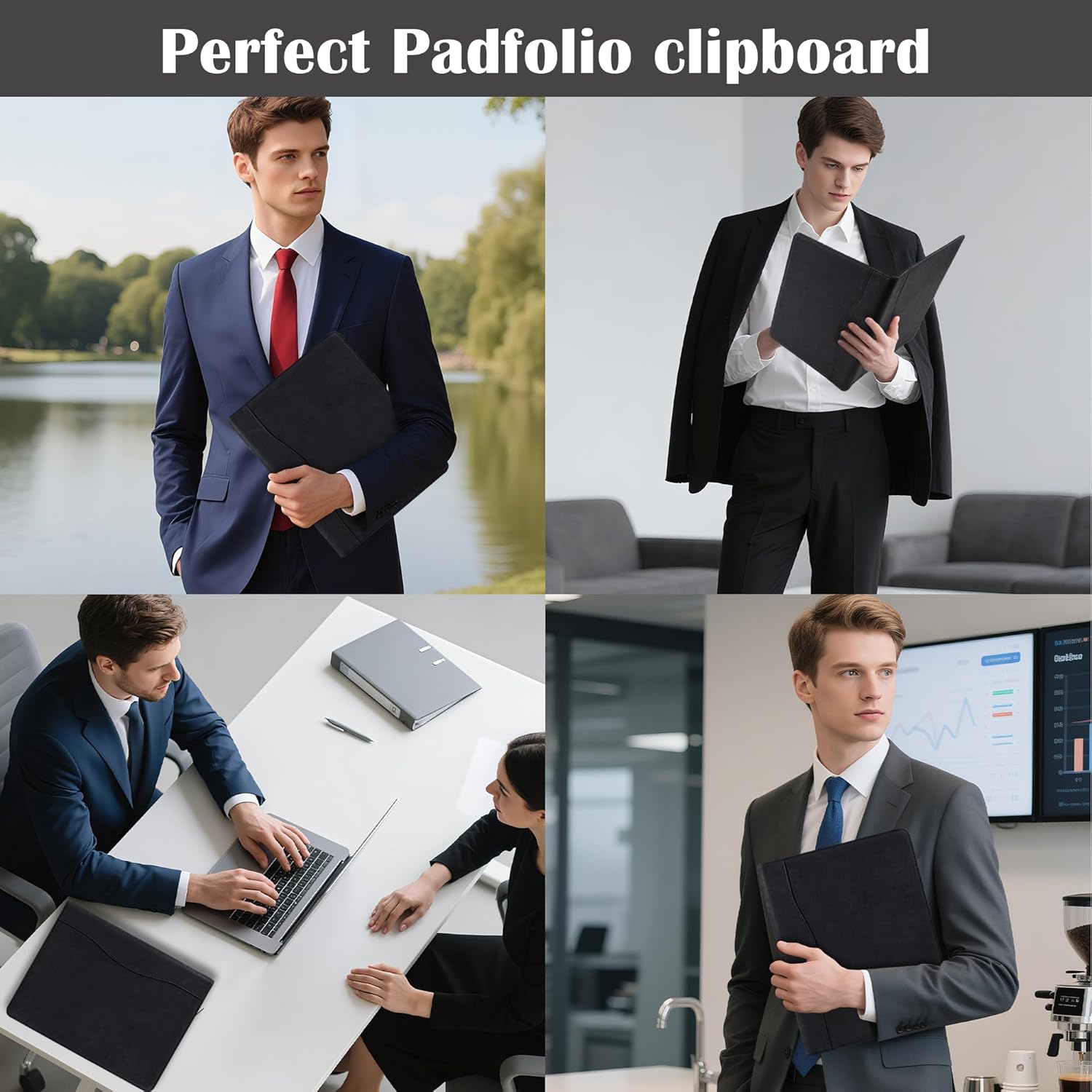 AZXCG Portfolio Binder, Genuine Leather Portfolio for Men and Women,Legal Pads Padfolio, Resume Folder with Card Holder,Business Padfolio for Meetings and Interviews,Gift for Valentine's Day