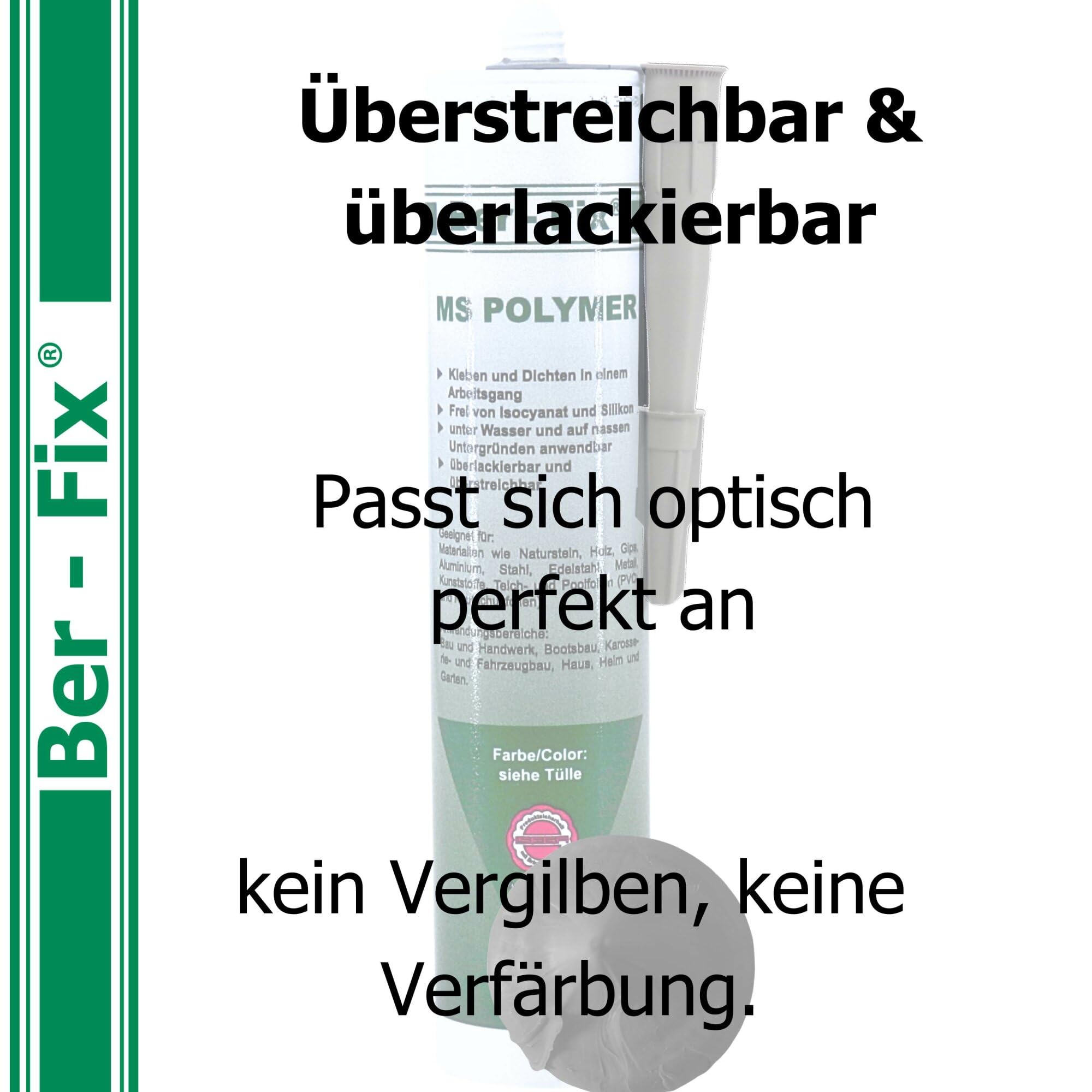 Ber-Fix MS - Pegamento polimérico para exteriores (6 unidades), color gris
