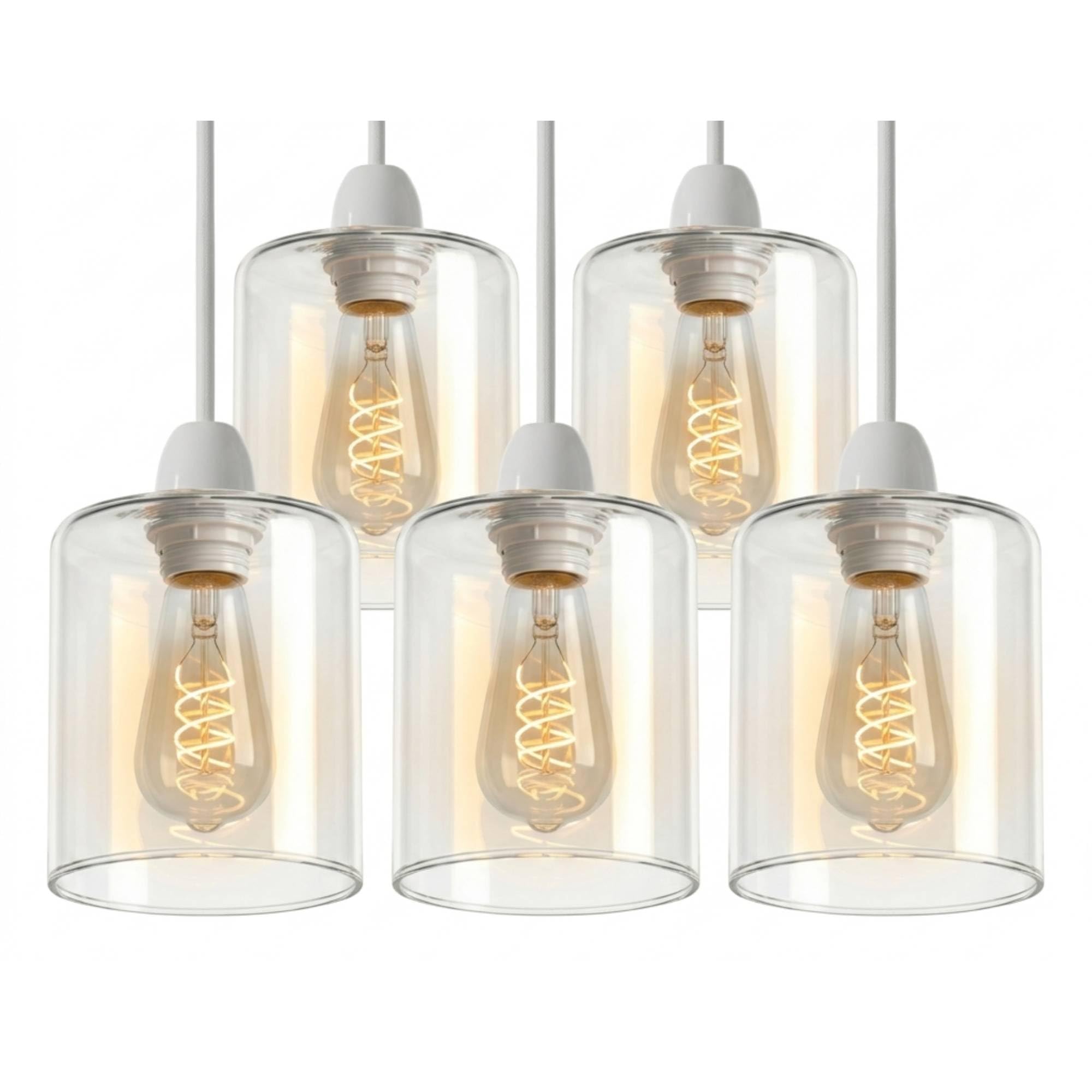 5Pack Clear Glass Lamp Shade Small Cylinder 9cm x 15cm – Modern Pendant Light Shade Replacement Glass Shade for Ceiling Light, E27 Easy Fit for Kitchen, Livingroom, Home Decor Lamp