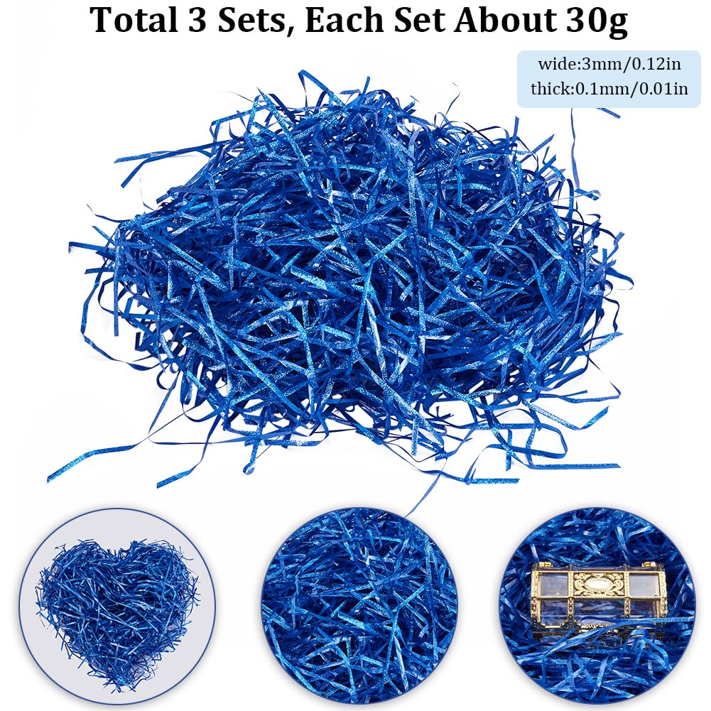 SOFPLATE 90G Crinkle Cut Filler Raffia Paper Shreds Bulk Basket Grass Stuffing Box Filling Bags Cushion Table Confetti Shredded Paper for Gift Wrapping Filling Holiday Party Decor Blue - Image 2
