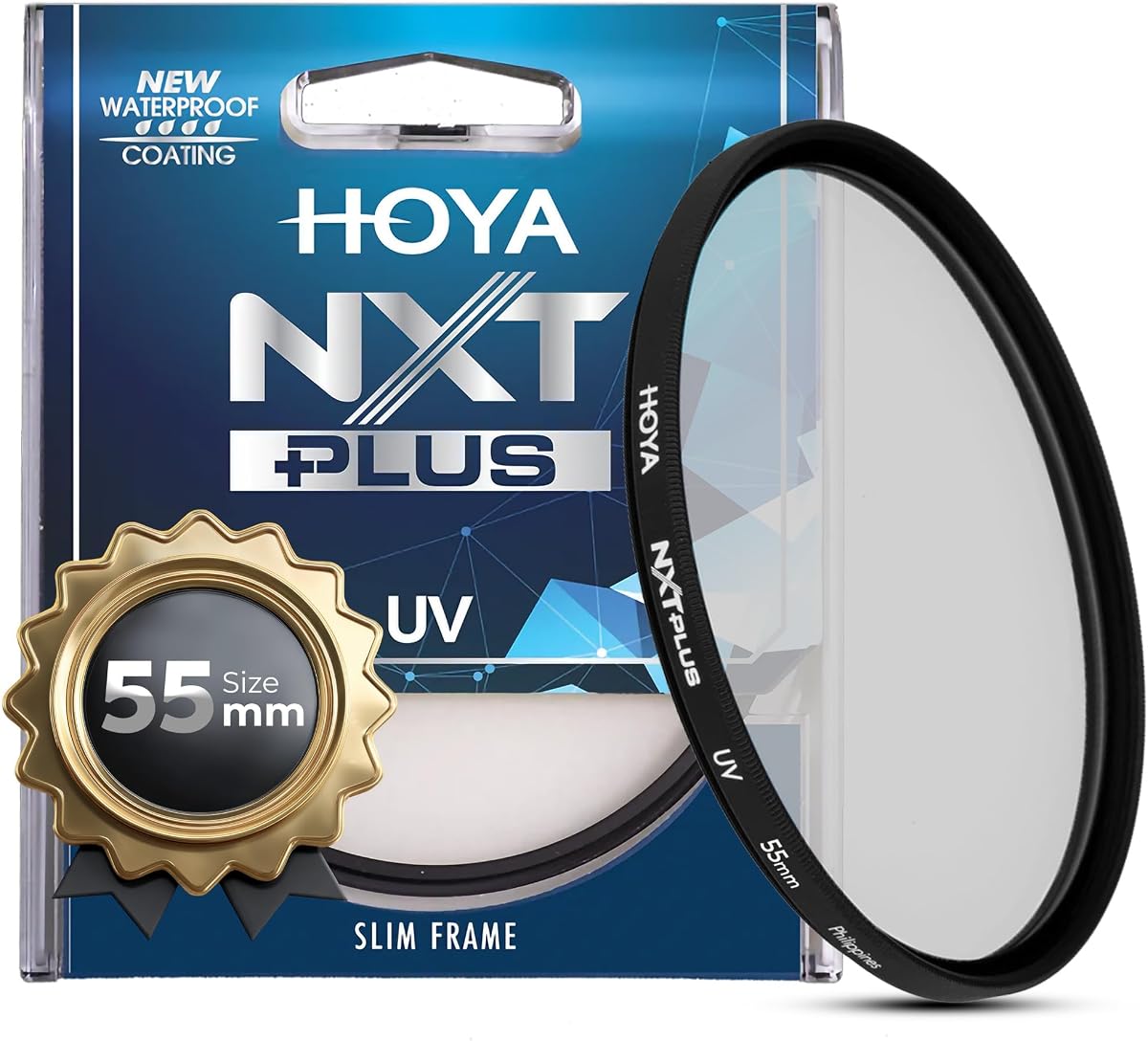 HOYA 55mm NXT Plus UV Filter Schott B270 Glass HMC Multi-Coated Waterproof | 98% Light Transmission, 10-Layer AR Coatings, Low-Profile Aluminum Frame, Stackable Front Threads, Wide-Angle Ready