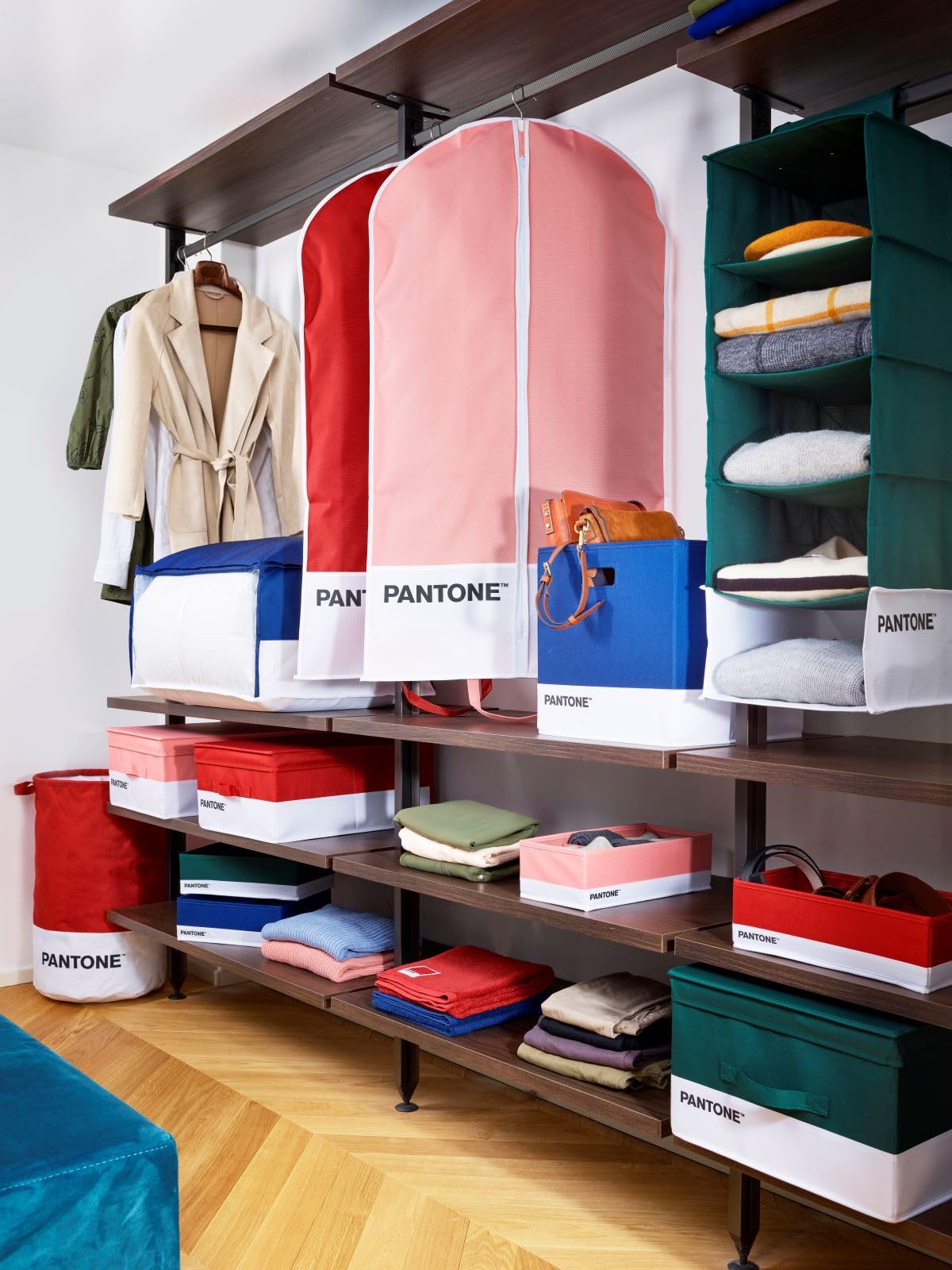 PANTONE organizer do szafy i szuflad, 1 sztuka, 12 przegródek na bieliznę, organizer szuflad łazienkowych, do sypialni, organizer do szafy i szuflad, składany 32 x 22 x 10 cm