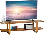 Bamboo TV Stand for TVs up to 65", Accent Entertainment Center with Storage, Modern Console Table with Shelf, Media TV Stand for Living Room, Bedroom, 55"(L), Walnut