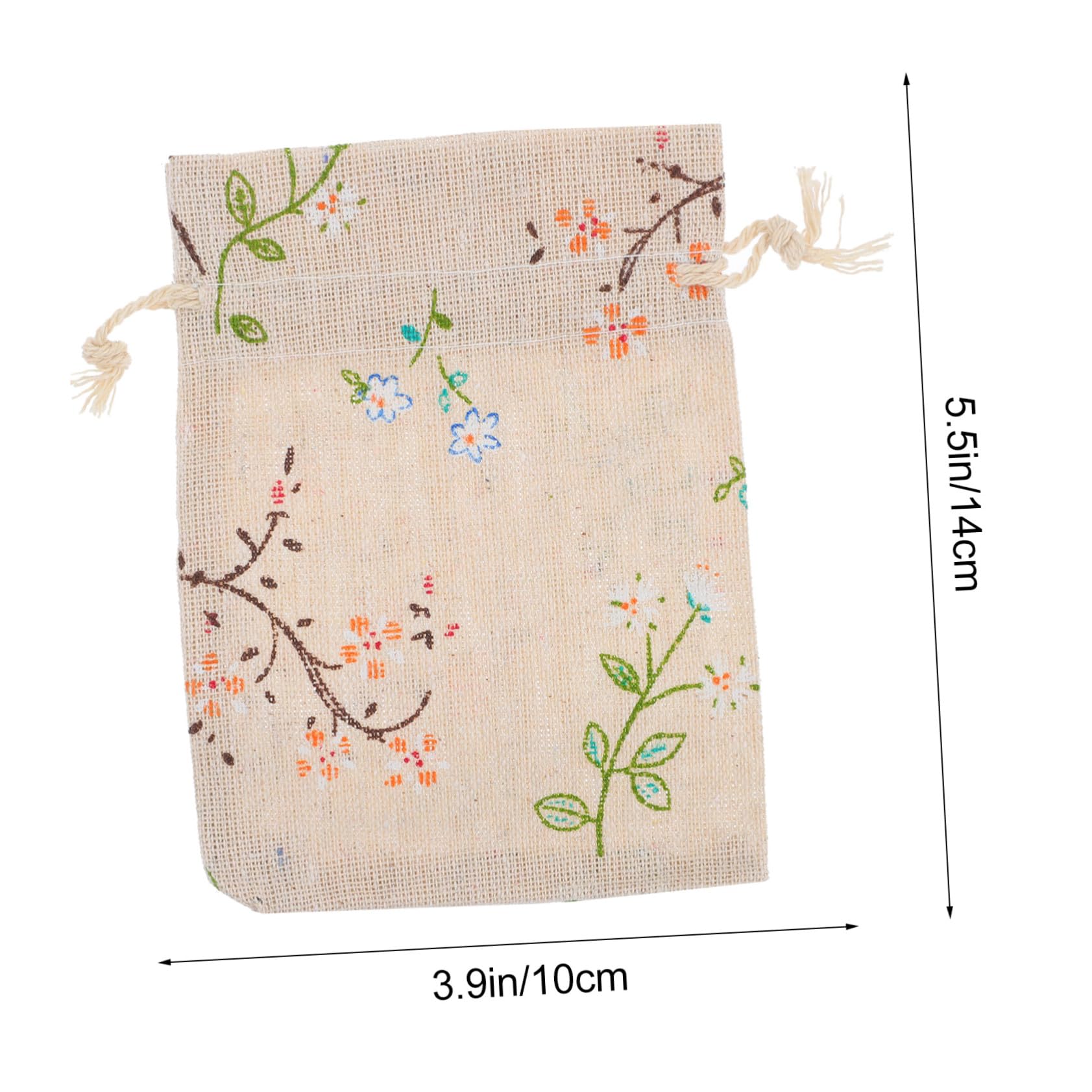 FONDOTIN 50 Stück Chinesischer Stil Baumwoll säckchen mit Zugband Bedruckt mit Blumenranken motiv Umweltfreundliche Elegante Jutebeutel für Schmuck DIY Hochzeit Party Geschenkbeutel