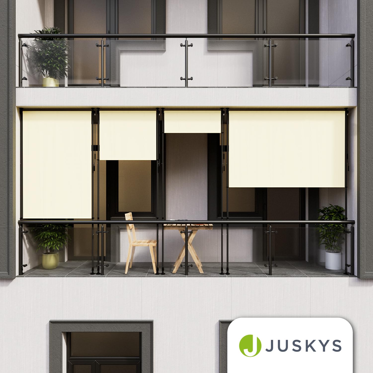 Juskys Tenda Verticale Barbados 100x310 cm - Tenda a pinza estensibile, protezione solare, resistente UV, idrorepellente Beige