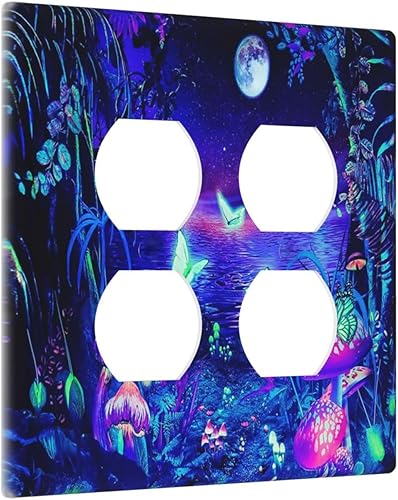 Miniatura 154 de Placa de pared de tortugas marinas, hierba oceánica, medusas, peces y algas marinas, placa de pared de doble palanca, cubierta de interruptor de luz