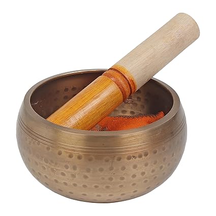 Zeniths Decor100% pure Brass Sound Singing Bowl for stress relief Meditation Bowl,Tibetan Bowl Prayer Instrument With Stick 500ml (5 * 3 inch) medium size