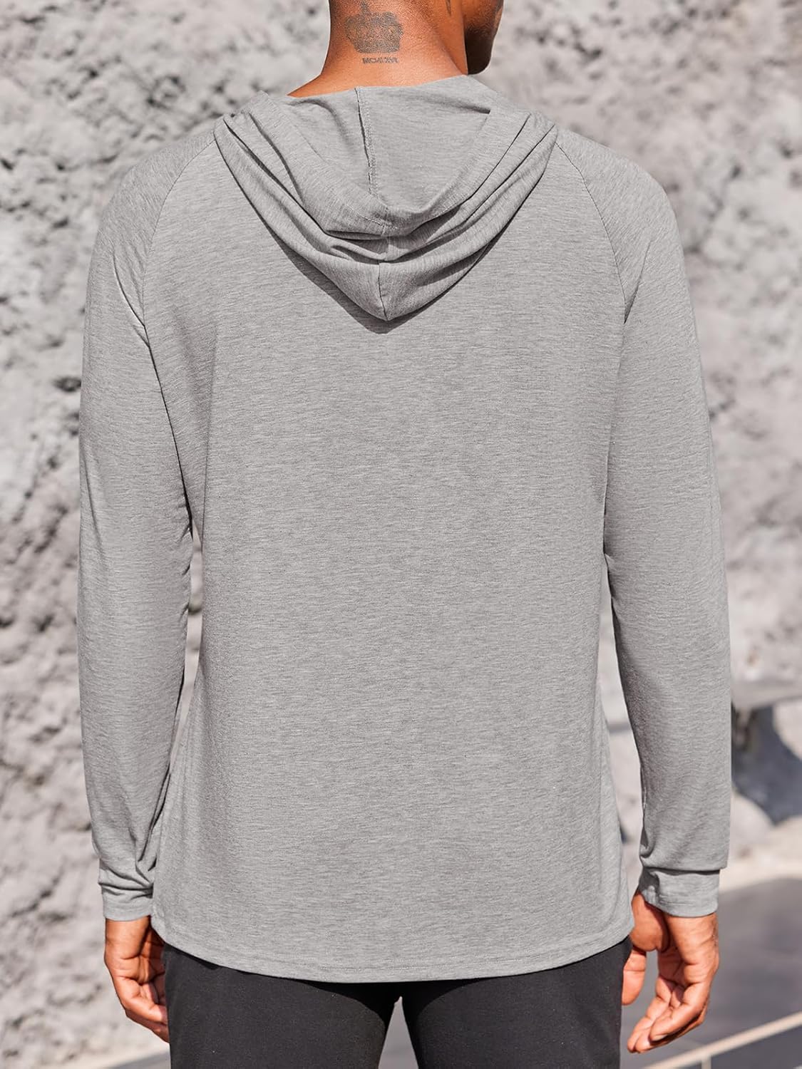 Gafeng Mens Workout Hoodie Long Sleeve Lightweight Gym Running Quick Dry Athletic Shirt with Hood - Image 3